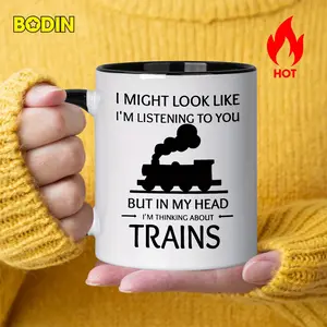 S&H 1 Piece Fun Train Theme Coffee Mug - Gift for Train Enthusiasts, Birthdays, Office or Home Use - Fun Railway Enthusiast Gift, Office Drinkware, Humorous Design