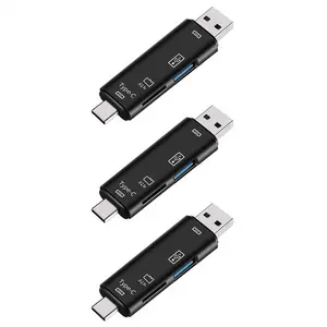3X 5-in-1 Multifunctional OTG Card Reader Micro-SD / SD Card / USB Reader Support TF Android Type-C Phone / Computer US