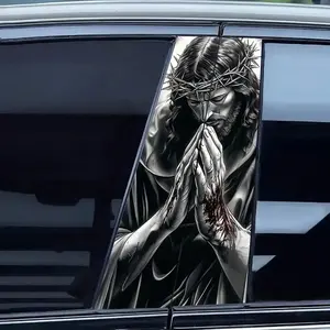 Jesus Praying Car B-Pillar Sticker (2pcs) - 2026 Trending Christian Faith Car Decor, Waterproof Vinyl Perfect for Car Modification, Car Decals