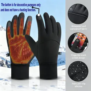 Outdoor Winter Gloves, Touchscreen andWindproof Full-Finger Gloves for Sports, Travel,and Daily Activities for Cycling Driving Running Hiking  WB The button is for decorative purposes only and does not have a heating function.