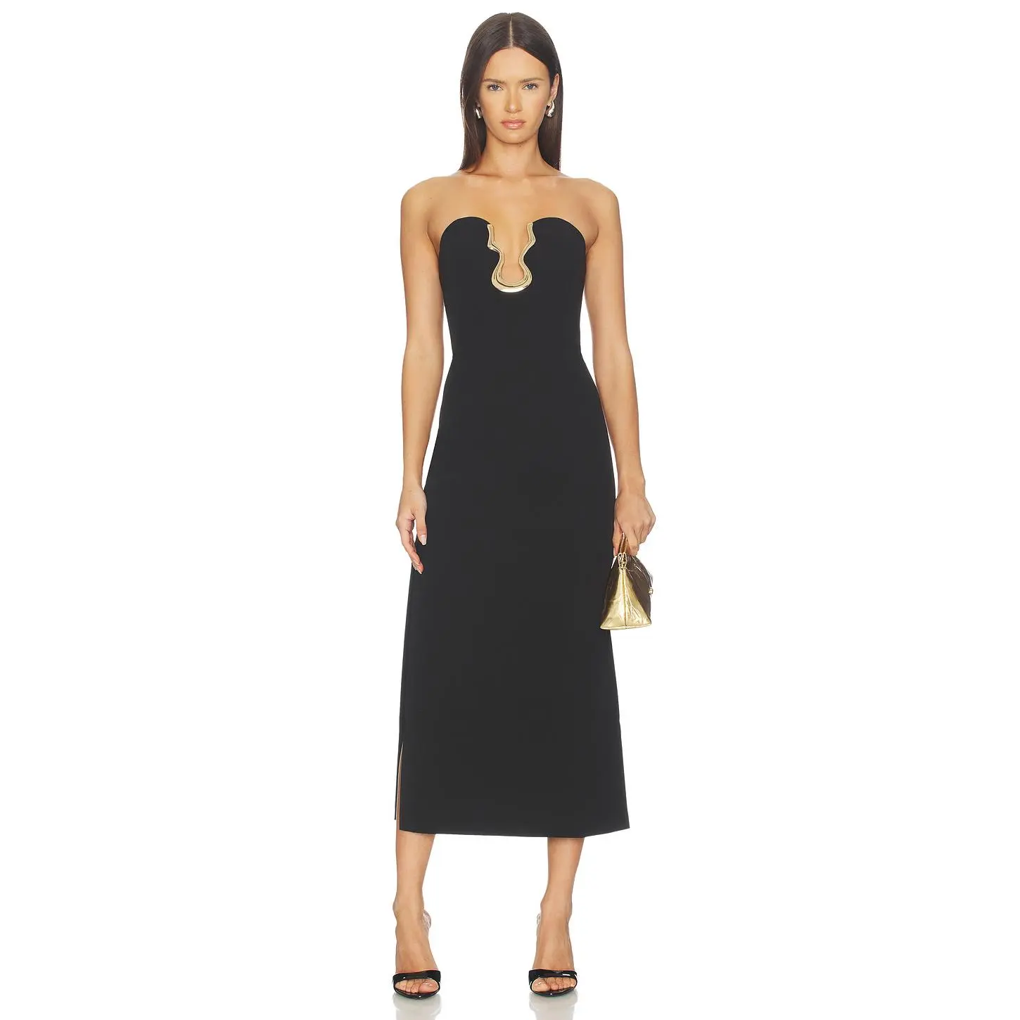 Bardot Paltrow Strapless Midi Dress in Black