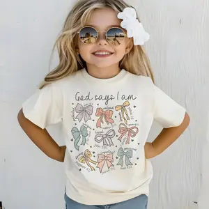 Christian Shirt for Girls, God Says I Am Girl Bible Verse, Bow Religious Shirt, Sunday School Apparel, Jesus God Gifts