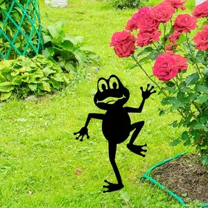 Frog Design Garden Decor, Artistic Fence Toppers & Yard Stakes, Garden Statues & Sculptures, Rose Flower Statue for Garden Enthusiasts and Outdoor Adventurers, Garden Accessories
