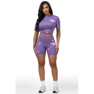 Living For It Purple Bike Short Set