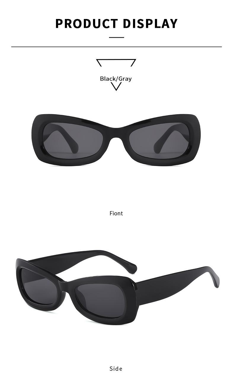 Chunky Retro Rectangular Sunglasses - Bold Slim Frame with Smooth Temple Arms, UV400 Protection Shades Perfect for Y2K Cool Girl Aesthetic and Street Style Must-Haves