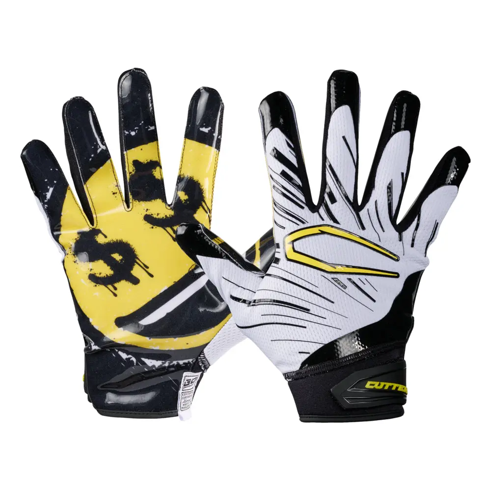 CUTTERS Smile Game Day Pro Limited Edition Football Receiver Gloves - High Performance, Lightweight Grip, Secure Fit, All-Weather Football Equipment