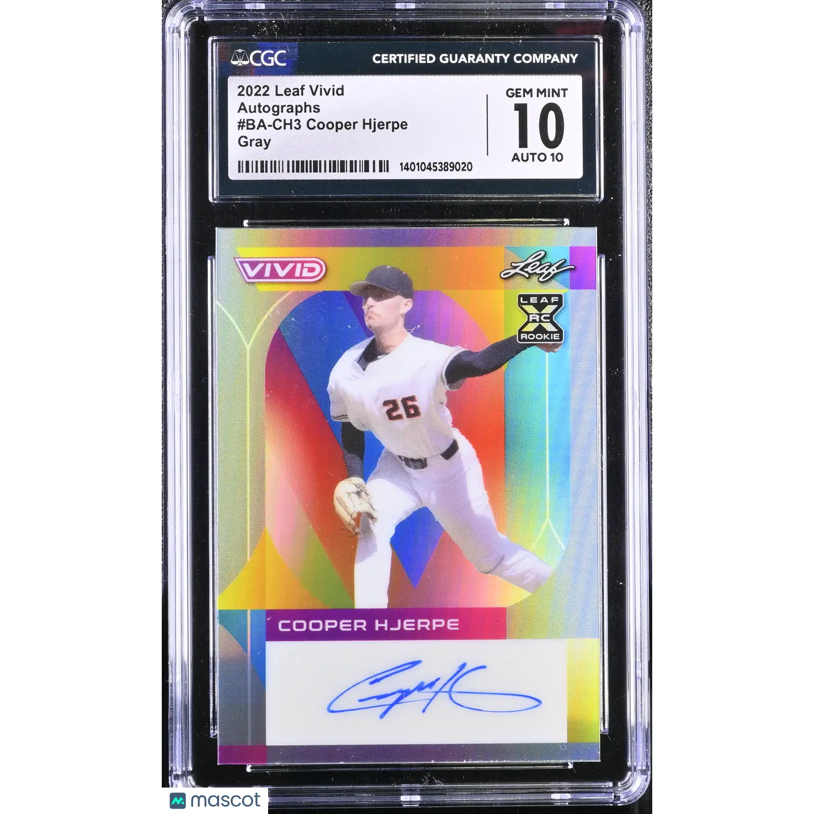 Cooper Hjerpe CGC 2022 Vivid #BA CH3 Gray Auto 2/40 Baseball 10
