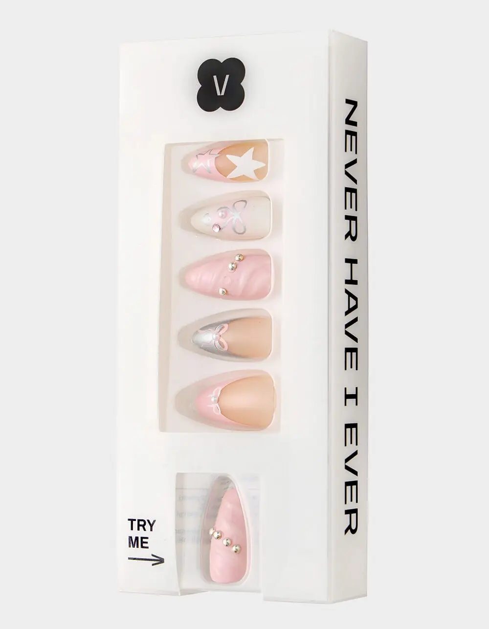 NEVER HAVE  Womens I EVER Baby Pink Bows Press-On Nails, Multi-Colored