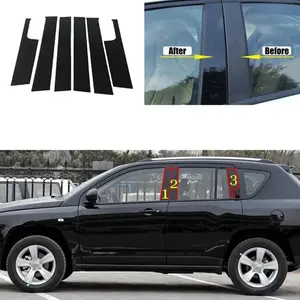 For Jeep Compass 2007-2015, Gloss Black Pillar Posts Door Side Window Decor Column B C Sticker Cover, Car Decals