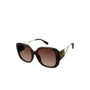 Tortoise Oversized Oval Sunglasses with Black and Gold Design, Stylish and Comfortable Fit