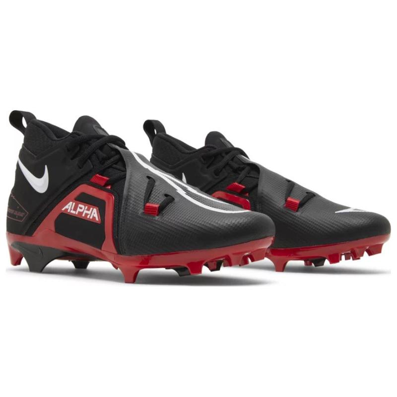 Ohio State Football Team Issued Nike Alpha Menace Pro 3 P Black/White - University Red Pair of Cleats