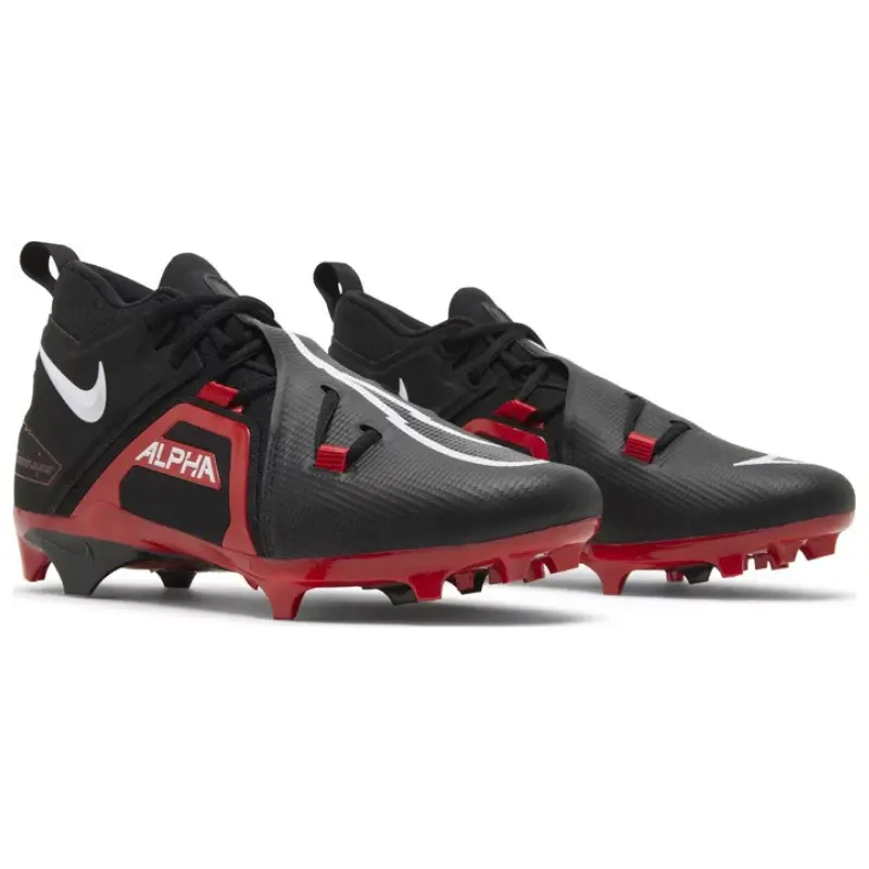 Ohio State Football Team Issued Nike Alpha Menace Pro 3 P Black/White - University Red Pair of Cleats