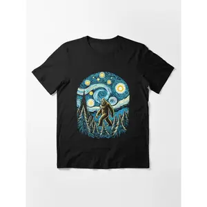 Bigfoot Starry Night Forest Van Gogh Painting Art Essential T-Shirt