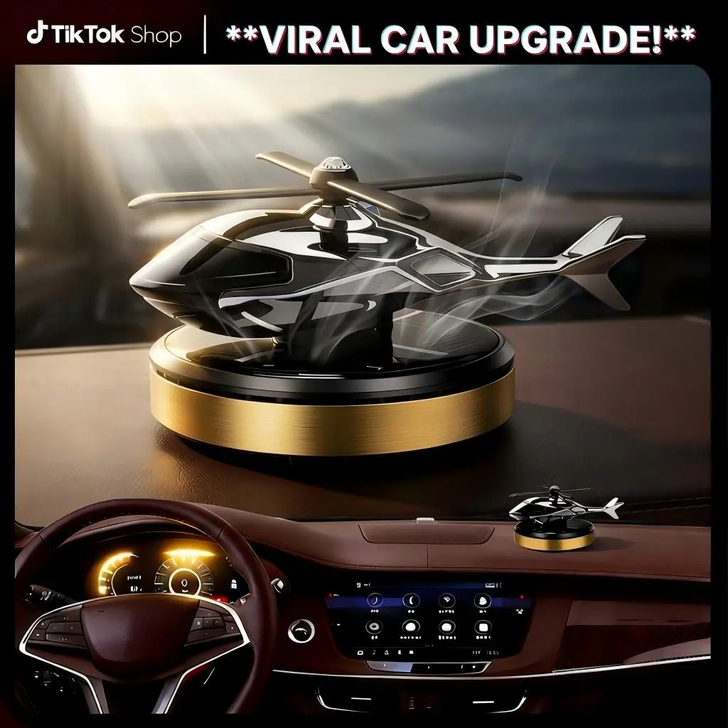 Solar Helicopter Car Air Freshener, Rotating Car Aromatherapy Diffuser for Dashboard, Car Diffuser for Essential Oils, Relieve Stress and Purifie Odors, Car Interior Decor, Universal Car Interior Decoration Accessories