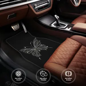 2D. 4-Piece Butterfly Theme Style Element GM Mat for Front and Rear Seat Protection of All Vehicles, Stylish and Durable Auto Accessories, Four Seasons GM Decorative Accessories, Car Interiors.