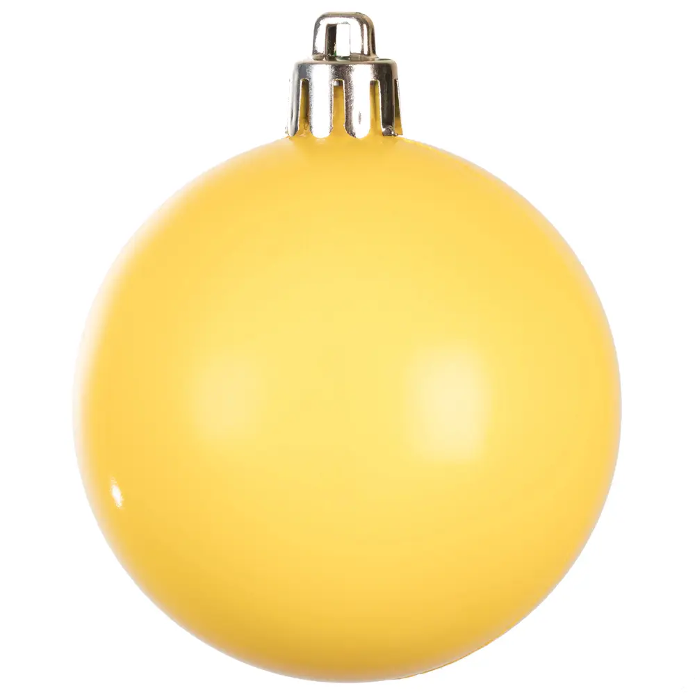 212 MAIN Round Ball Christmas Ornaments, 24-Piece Bag, 2.4 in Shiny Finish, UV-Treated Yellow, Light Weight Indoor Party Decorations, Party Decoration, Indoors