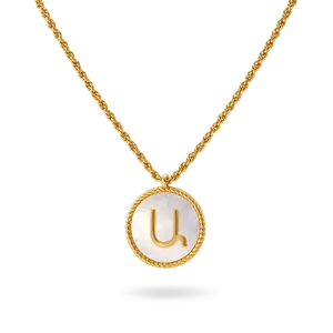 White Mother of Pearl Armenian Initial Necklace