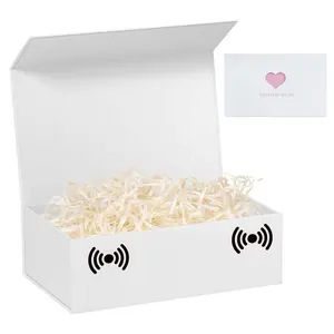 White Gift Box with Lids,10.7'x7'x2.8' Gift boxes for Presents with Lids Magnetic Closure Rectangle Collapsible for Groomsman Proposal Box, Wedding, Christmas, Halloween, Birthday Gift Packging
