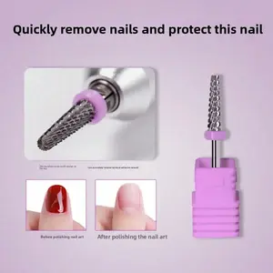 Purple Label Premium Nail Drill Bits Cuticle Dead Skin Hard Callus Treatment Step Building Edge Pushing Essential Manicure Pedicure Tools for Salon and Home