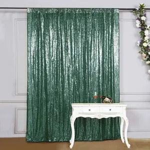 Hunter Emerald Green Sequin Backdrop Drape Curtain, Photo Booth Event Divider Panel - 8ftx8ft
