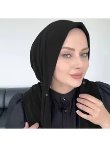 Solid color stretch pull-on headscarf, no-tie underscarf, versatile Daily Muslim commuting hijab