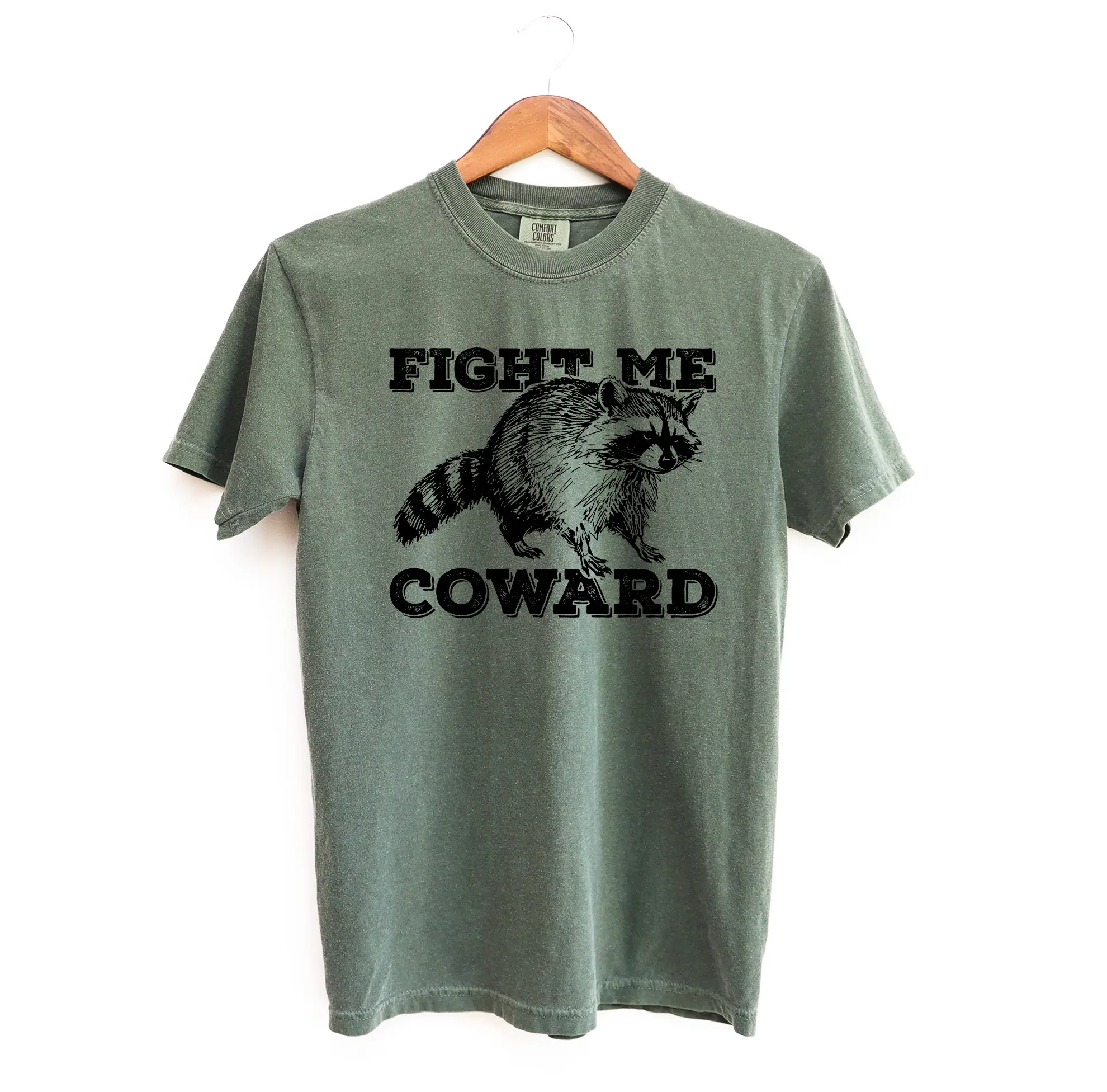 Fight Me Coward Graphic Tee Shirt, Meme Raccoon Comfort Colors, Shirt Menswear T-Shirt
