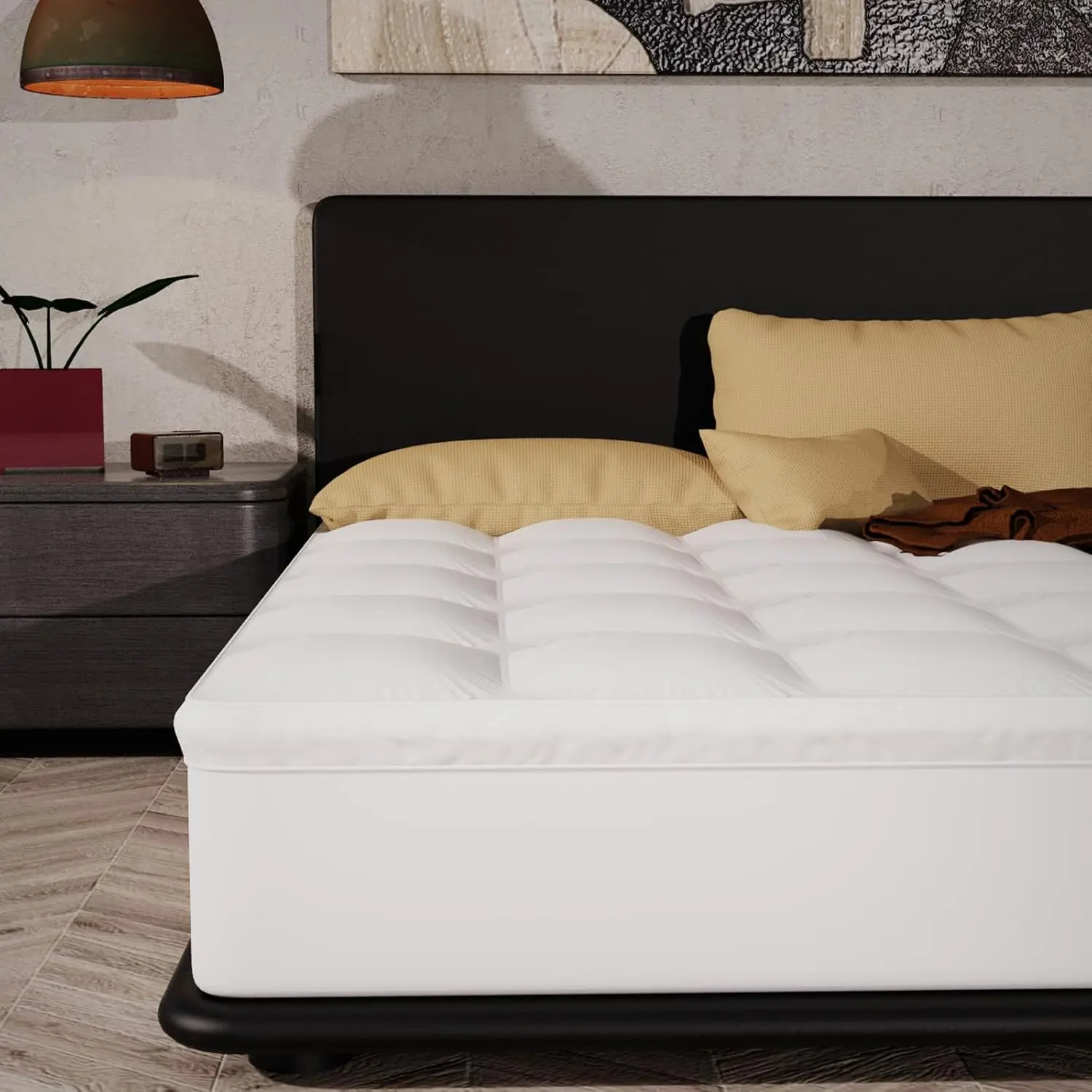Cloud Top  Size 3 Inch Mattress Topper - Extra Thick and Fluffy Pillow Top for  Bed, Breathable, Cooling and Supportive with 8-16'' Deep Pocket Design, Skid-Proof Bottom, White