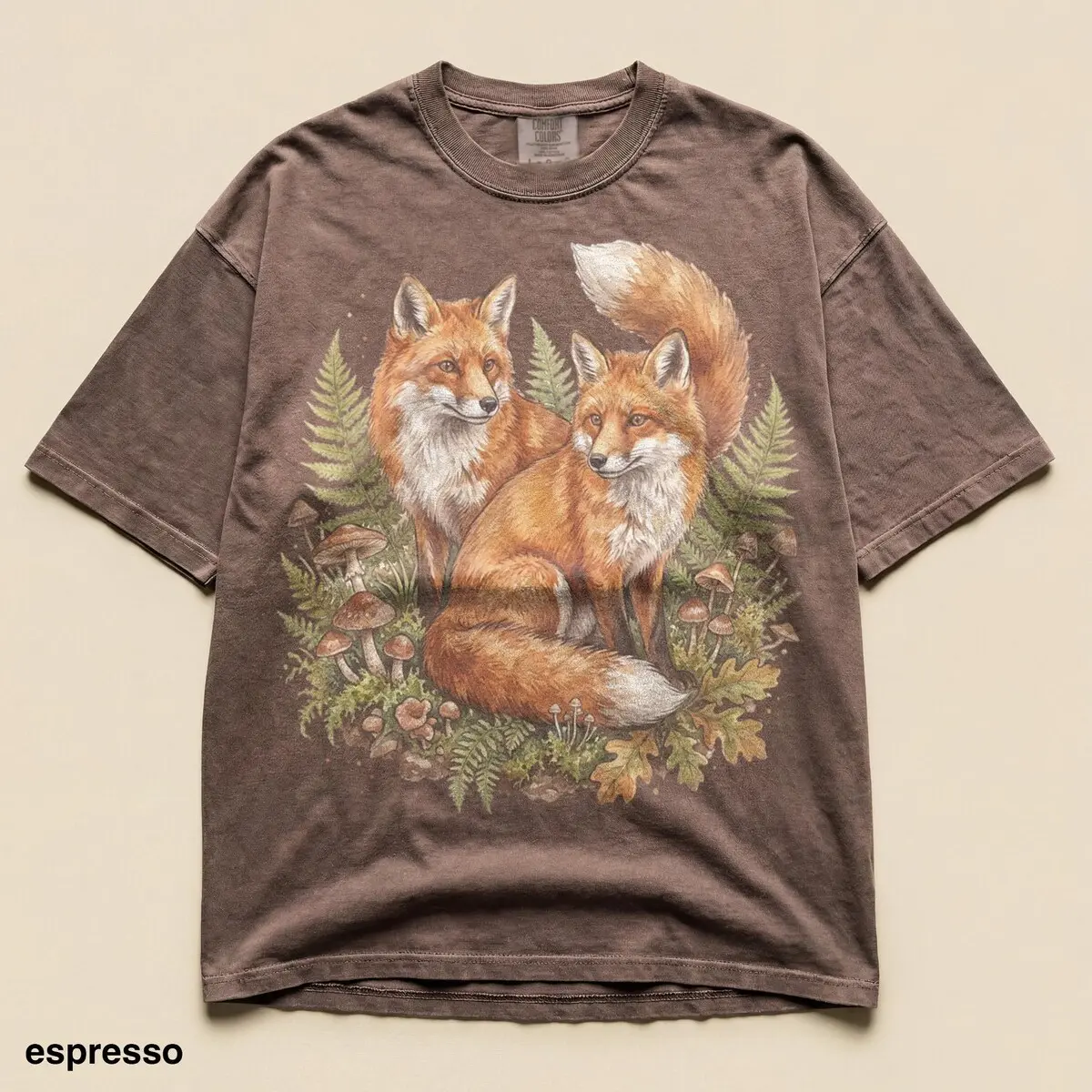 Red Fox Woodland T-Shirt, Vintage Comfort Colors® Forest Animal Graphic Tee, Rustic Nature Lover Shirt