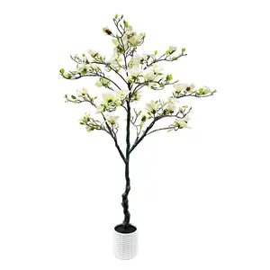 6FT Artificial Magnolia Tree with Lifelike White Blooms, Faux Potted Plant, 180cm Artificial Plants Indoor Outdoor for Home Office Garden Patio Porch Yard Decor