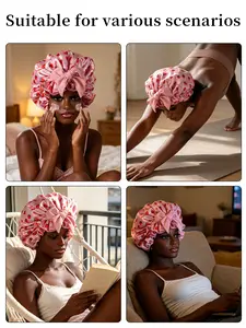 Double Layer Silk Bonnet Soft Hair Cap for Curly Natural Hair Any Time Hair Protection with Elastic Tie Band