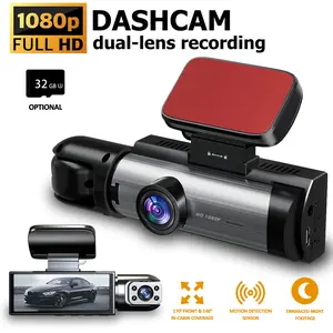 Dual-camera dashcam with 1080P front and 720P rear recording, night vision function, loop recording, optional memory card, suitable for car/truck safety cameras, Dashcams for cars