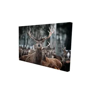 360 Stand Rustic Brown Stag Image Artistic Nature Wall Art Poster - 24x36 in, Bedroom Decoration, Home Supplies, Animal Design