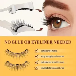 Magnetic False Eyelashes with Applicator, Reusable Waterproof Natural Look, Easy to Carry, Perfect for Events Travel Daily Makeup