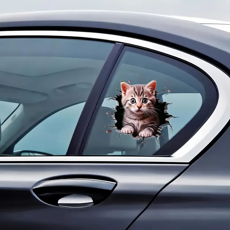 Cute Cat Pattern Car Sticker, Funny Car Decal, Car Exterior Decoration Sticker, Universal Car Accessories for Car Body Window Decor