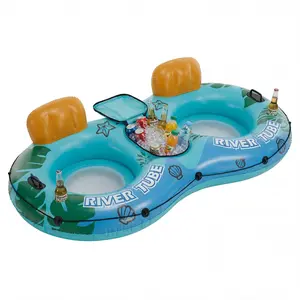 2 Person Inflatable River Float with Cooler & Cup Holders