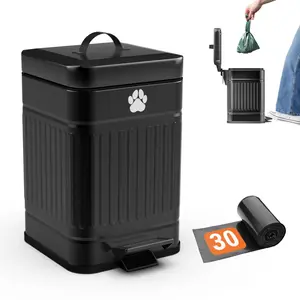 Small dog poop trash can outside 13 gal metal dog waste trash can small poop bucket outdoor with lid pet waste container poo container bin waterproof backyard odor control 30 bags