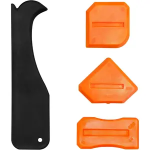 4 count Caulking Tool Set,  Sealant Grout Finishing Tools Caulk Removal Applicator for Kitchen, Bathroom, Window, Floor, Sink Joint - Orange