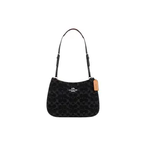 COACH Penelope 27 Snap-Compartment Denim Tote Bag for Women, Silver and Black