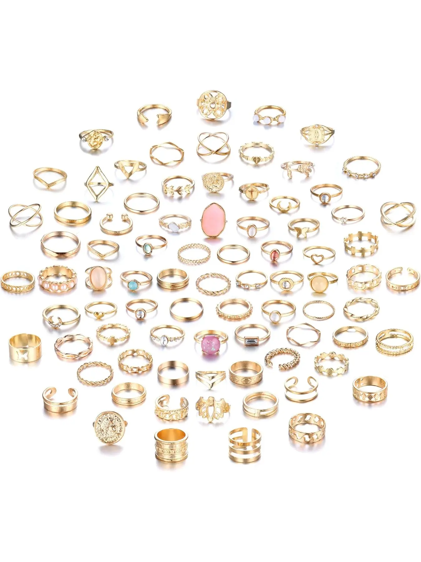 82pcs Gold Silver Knuckle Rings for Women Stackable Mid Finger Joint Ring Set Retro Vintage Boho Rings Aesthetic Stacking Crystal Rings Bulk Jewelry