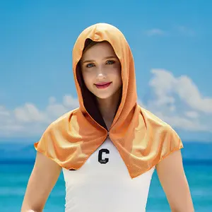 Two-Pack Cold Sensation Sunscreen Beach Cape, Hooded Small Shawl, UV Protection Quick-Dry Neck Shoulder Ice Silk Hat, Outdoor Beach Desert Cycling Fishing Towel