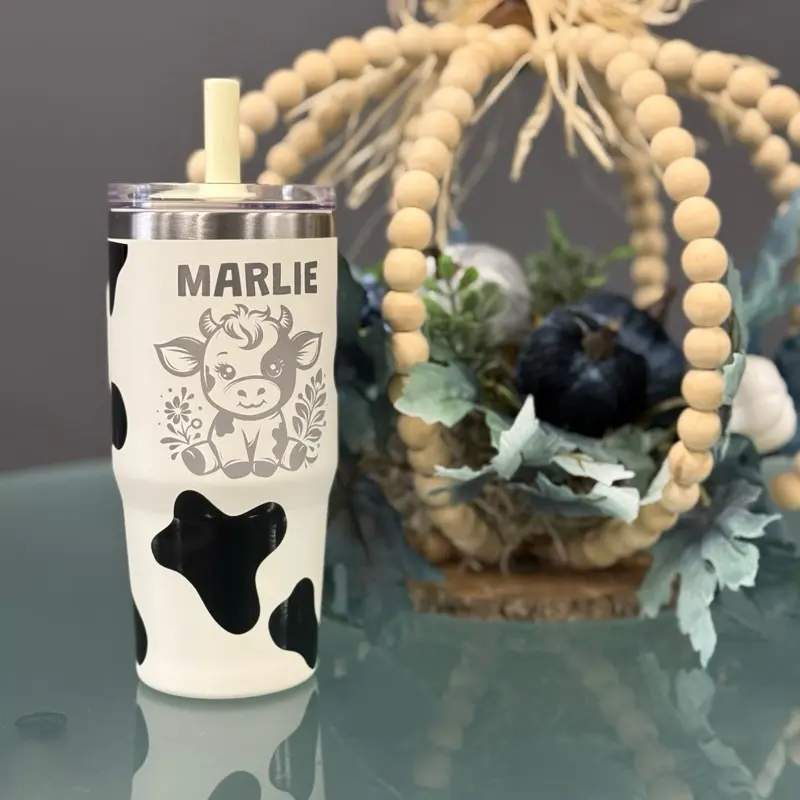 Personalized cow kid tumbler, yaya, kids, cup