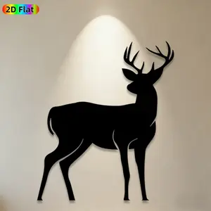 1pc Deer Silhouette Metal Wall Art, Graceful Deer Statue Mural, Ideal Gift for Christmas, New Year, Wildlife Decor Enthusiasts, Rust-Resistant Metal Wall Decor Wall Sculptures, Perfect for Living Room Wall & Garden Fence, Nature-Inspired Home Decor Accent