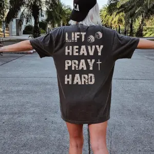 Lift Heavy Pray Hard T-Shirt, Motivational Fitness Sweatshirt, Workout Gym T-Shirt, Christian Gym Sweatshirt - Find Your Look - Viral Print Energy - Eye-Catching Prints Only