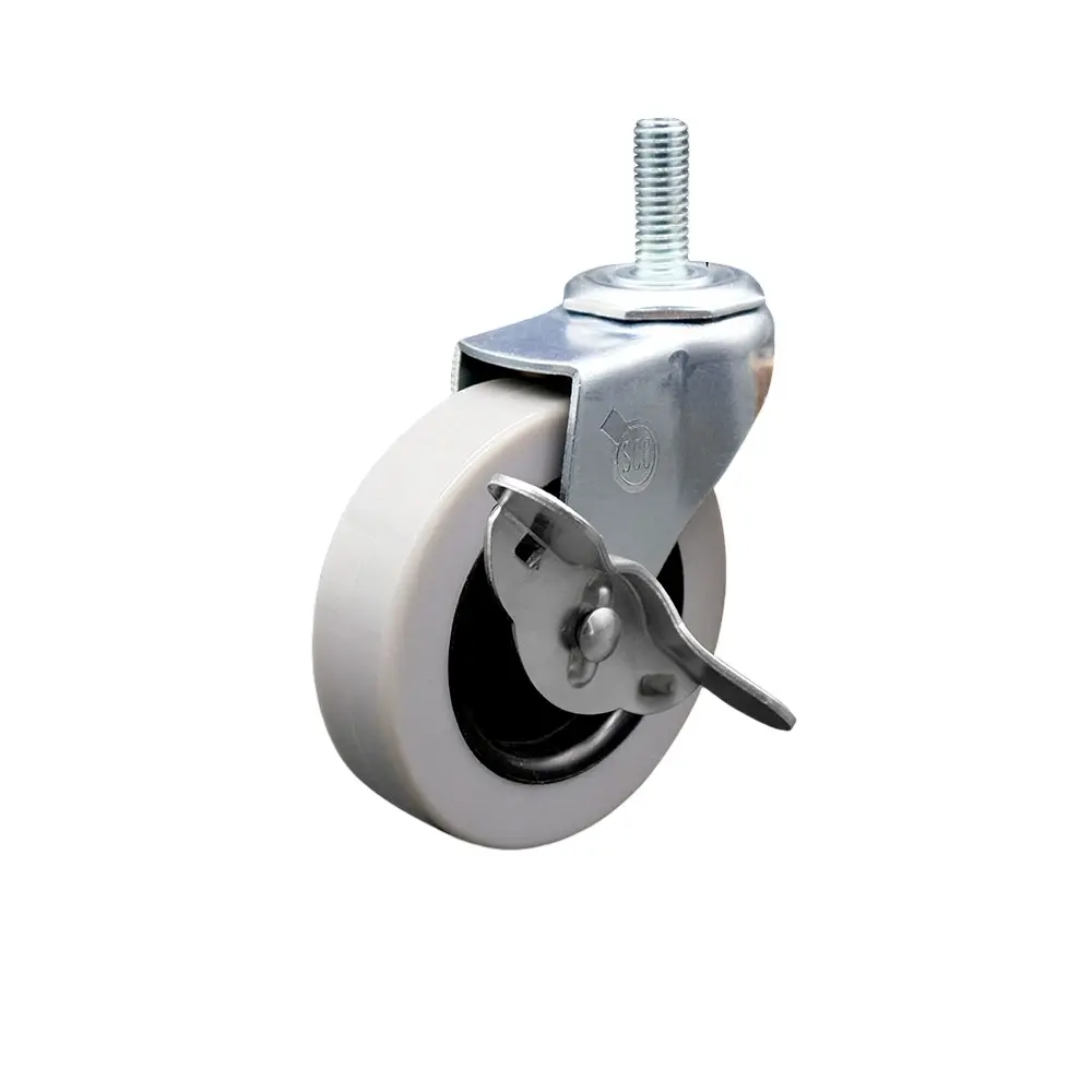 Service Caster SCC-TS05S310-TPRS-SLB-5161815 3 in. Swivel Thermoplastic Rubber Caster Wheels with 0.31 in. 18 TPI x 1.5 in. Threaded Stem Caster & Brake