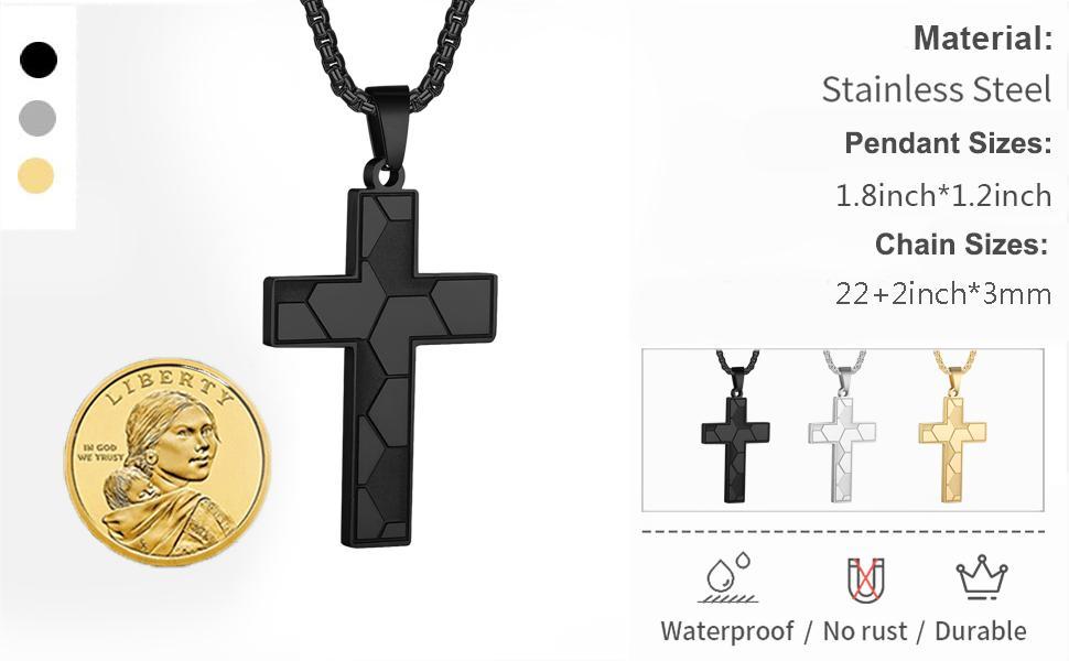 Soccer Cross Necklace for Men Inspirational Bible Verse Cross Pendant Stainless Steel Chain 22+2 inch Soccer Sports Jewelry Football Gift for Men