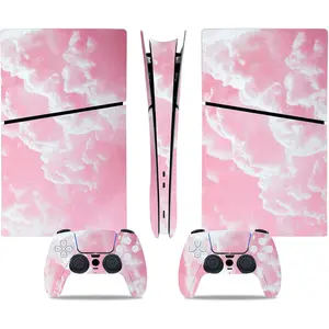 Console Skin for PS5 Slim, Vinyl Decal Cover Wrap for Digital Edition Controller (Pink)