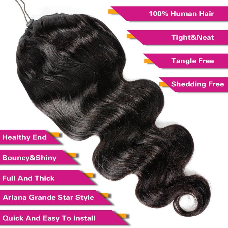 #GiftedInLove #Valentine #Gift 618 Body Wave Wrap Around Ponytail Human Hair Extensions Ponytail human hair daily use event party use glueless wig black woman lace front wig baby hair lace wig woman girl gift body wave bundle messy hair light brown hair b