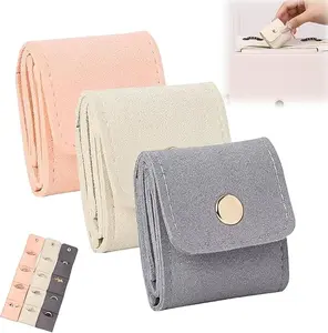 Mini Travel Jewelry Pouch Compact Foldable Multi-Functional Bag for Earrings Rings Necklaces with Buckle Pocket-Friendly Lightweight Portable Storage Box