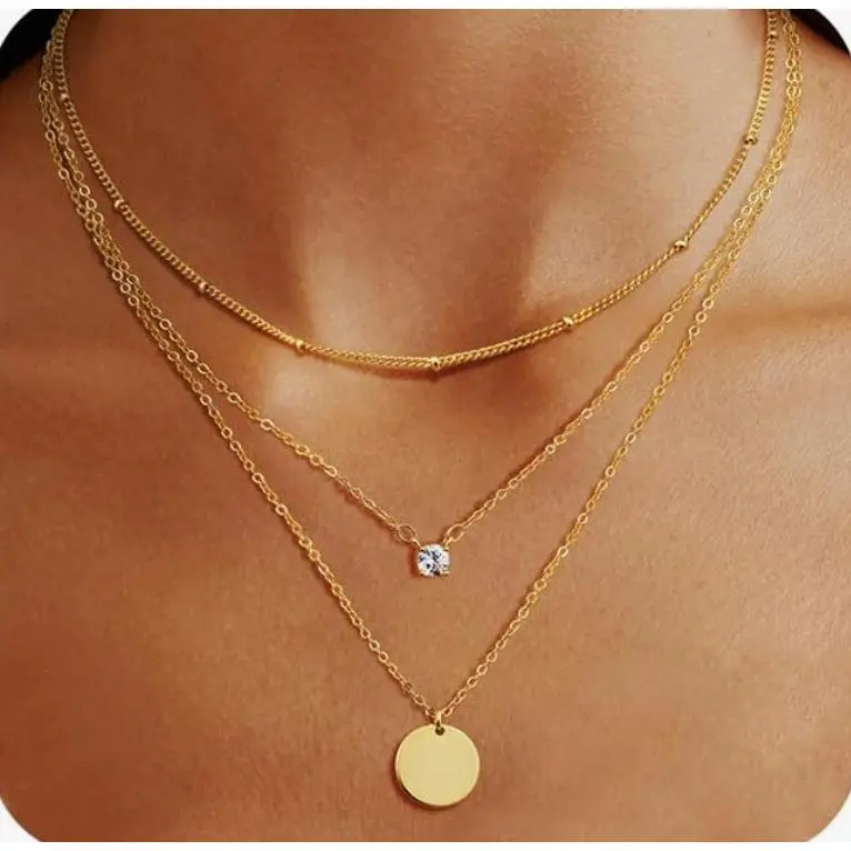 Golden zircon round piece three layer ne