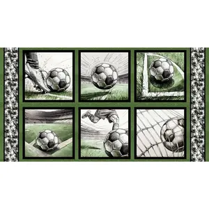 Fabric Blank Quilting Goalbound Green Soccer Blocks 24" Quilt Panel 4759B-66